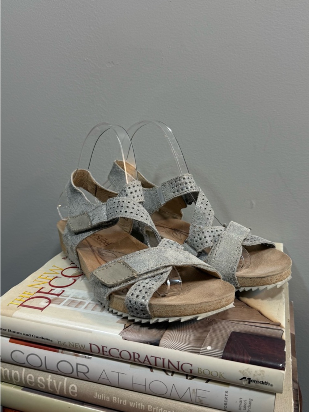 Josef Seibel Light Gray Suede Slingback Sandals Size 38